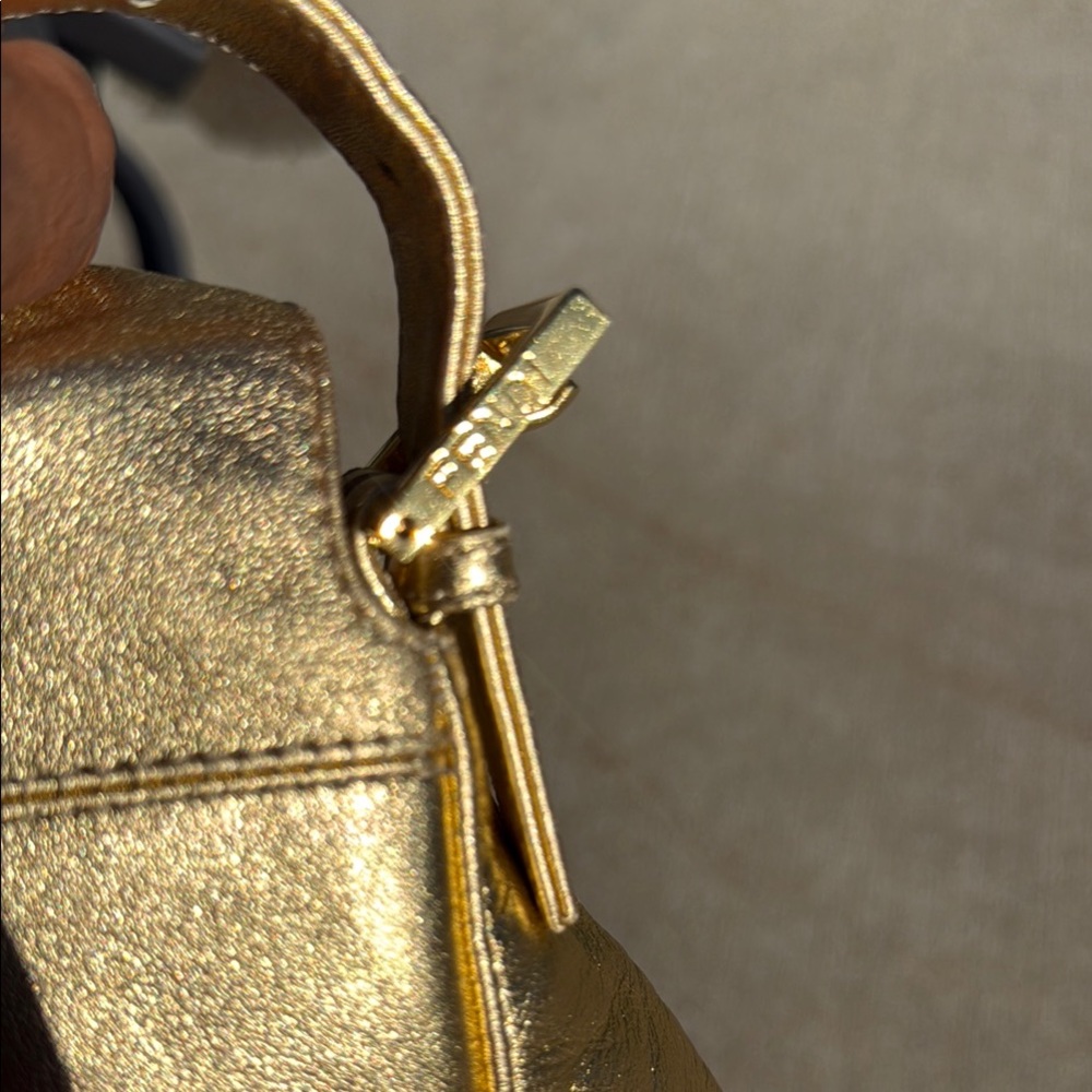 EUC RARE Vintage Fendi Mama Baguette Gold Metallic Rhinestone Shoulder Bag Rare - Picture 10 of 16
